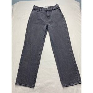 PacSun High Rise Straight Jeans Washed Black Gray Button Fly 100% Cotton 28